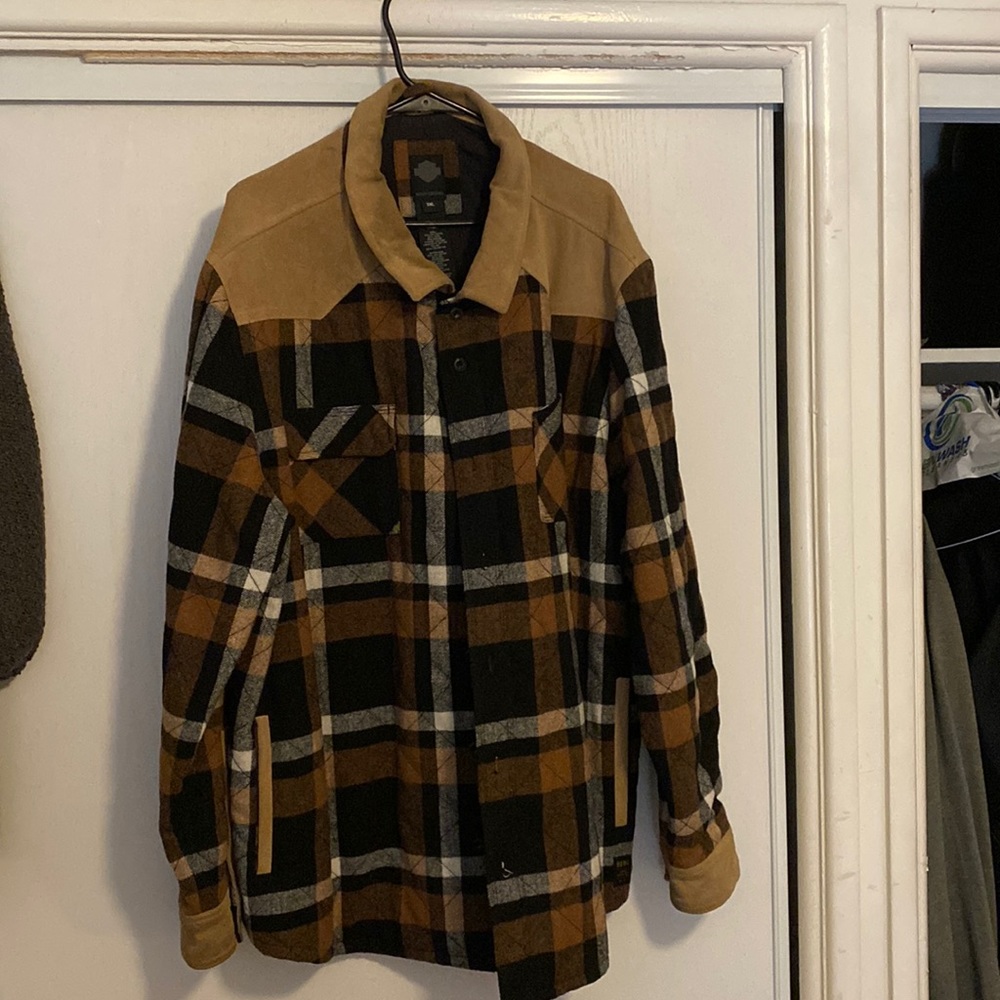Harley Davidson wool and genuine cowhide leather riding coat in 3xl